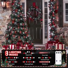 KBO JMEXSUSS Red And White Christmas Tree Lights With Remote, 600 LED String Lights Outdoor Indoor Clear Wire, 168ft Christmas Twinkle Lights Plug In For Bedroom Tree Birthday Party Christmas Decorations - 紅白色 - 查看 3