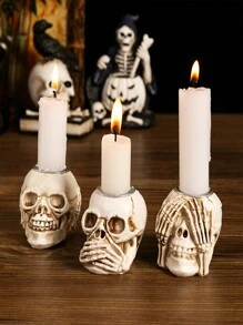 Halloween Skeleton Candlestick, Halloween Horror Decoration, Fun Personalized, Suitable For Creating Horror Atmosphere, Bars, Halloween Makeup Parties, Home Decoration, Etc(Don't Listen, Don't Say, Don't Look. It's A Three Pieces Set), Christmas