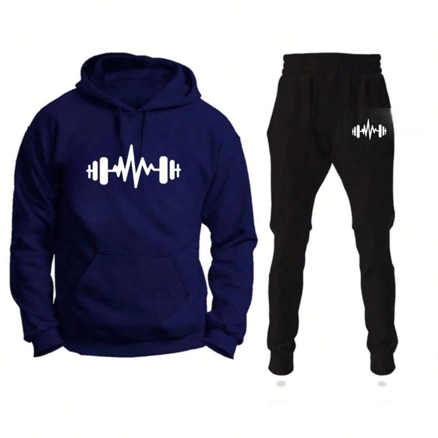 KANGAROO SWEATSET SET ACADEMY HEART WEIGHT SHELTER FROM COLD PANTS + UNISEX BLOUSE - Navy Blue - View 1