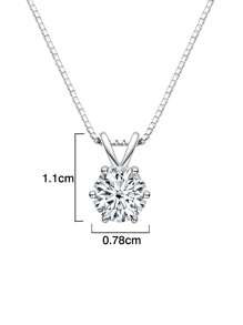 1 件时尚百搭 925 银 1 克拉莫桑石 6 爪吊坠项链，适合女性日常佩戴、派对、度假、情人节、圣诞节、女士珠宝礼物 - 銀色 - 查看 3