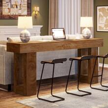 LITTLE TREE Farmhouse Console Table, 63-Inch Long Wooden Sofa Table Behind The Couch, Narrow Entryway Table For Entrance, Hallway, Living Room, Light Brown - Nâu nhạt - Xem 3