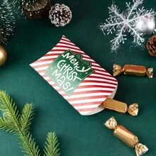 12pcs/24pcs Random Christmas Pillow Shape Candy Box Kraft Paper Cookie Gift Packaging Box Christmas Party Decoration Supply - Multicolor - View 4