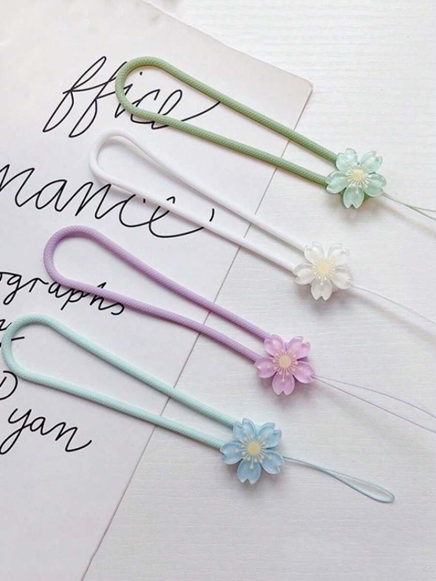 1 件纯色花卉挂绳，简约夏季风格手机挂绳，短硅胶腕带，适用于女士手机壳 - 彩色 - 查看 1