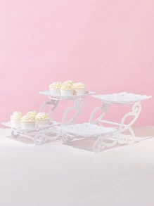 1 件双层塑料甜点展示架，水果茶歇蛋糕甜点服务托盘，适用于家庭婚礼节日生日茶会、派对用品、家庭储物托盘、厨房、圣诞礼物