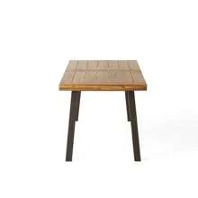 Della Acacia Wood Dining Table, Natural Stained With Rustic Metal, 32.25 In X 69 In X 29.5 In, Brown, Grey - 米色 - 查看 5