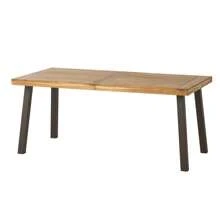 Della Acacia Wood Dining Table, Natural Stained With Rustic Metal, 32.25 In X 69 In X 29.5 In, Brown, Grey - 米色 - 查看 4