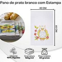 Kit 3 Terry Cup Cloths White Plate With Cotton Print 42cx65cm Assorted Prints - 什錦印花 - 查看 2