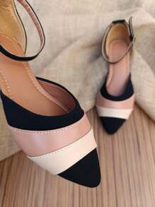 KIT 2 Pairs Salome Sandals Flat Pointed Toe Comfortable Elegant Casual Women's Black White Caramel Jeans Moda Gringa Promotion - 藕粉色 - 查看 3