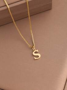 1pc Women Initial Letter A-Z Necklace, Stainless Steel Alphabet Pendant, Halloween & Back To School Gift