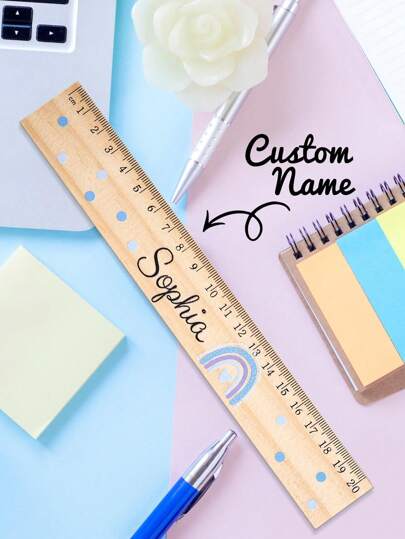 1pc Custom Wood Ruler With Kids Name, Personalized Student Name Ruler Custom School Ruler For Children, Personalized Wood Ruler With Kids Name Kindergarten Name Ruler, Back To School Gift Toddlers Gift, Personalized Kids Gift Baby Shower Family Decorations Gifts Ornamental Exquisite, Stylish, Baby Fashion, Modern Unique, Customized Finds, Winter Fashion, Gift, Personalized Gifts For Girl/Boy For Birthdays, For Children's Day, For Winter/Autumn,Multi-Functional,Ornamental,Letter,Stylish,Modern,Colorful,Cute,Adorable,Casual,Custom,Personalised,Unique,Customized,Ideal Gifts For Him,Ideal Gifts For Her