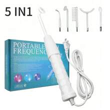Dispositivo de electroterapia de alta frecuencia 5 en 1, dispositivo de tratamiento de acné portátil de alta frecuencia con peine de electroterapia de microcorriente, dispositivo de belleza con varilla de electroterapia - Tipo de Enchufe A USA (110-127V) - Ver 1