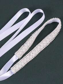 1 pieza Cadena para la cintura hecha a mano con cuentas, adecuada para vestido de novia, cinturón de cintura de perlas, versátil - Multicolor - Ver 6