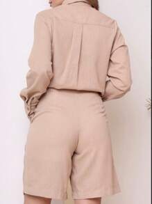 ANJO&M FASHlON Lined Shorts Linen Set Size S M G - 米色 - 查看 2