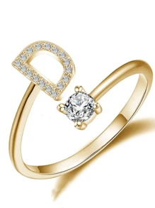Anillos con letras ajustables para mujeres y adolescentes, anillo abierto minimalista con inicial para mujeres y hombres, anillo de letra en inglés personalizado 26, anillo de dedo delicado de acero inoxidable, regalo de pareja y amigo, accesorios de joyería de moda