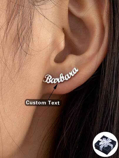 Customized Elegant Simple English Name Earrings, Stainless Steel Gold Script Name Earrings, Women's Personalized Gift, Wedding, Anniversary Jewelry, Gift For Couple Or Mother Stylish, Fall Fashion, Contracted, Simple, Casual, Old Money, Vintage Custom, Personalized, Unique Ideal Gifts For Her Girlfriend, Mom, Family, Friends, Daughter, Grandparents For Anniversaries, For Birthdays, For Prom, For Mother's Day, For Valentine's Day, School Supplies, Customized Fashion Word Earrings, Look Glamour