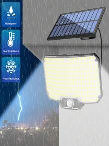 1pc 234LED Solar Lights For Outdoor With Motion Sensor, Solar Spotlight With Remote Control, 3 Modes Solar Flood Light With Extension Cord For Patio, Porch, Camping And Backyard