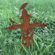 1 szt. 30 cm zardzewiały kolor metalu żelazny strach na wróble wolnostojący dom wiejski ogród podwórko dekoracje na zewnątrz, Halloween
