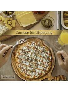 1 件圣诞木制鹿角托盘，圆形食物展示盘带手柄，可盛放奶酪、水果、面包、节日圣诞厨房礼物，适合乔迁、婚礼装饰、圣诞节