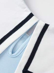 Balabala 女童运动衫，秋季版，时尚海军蓝领子，学院风设计，甜美时尚针织上衣 - 冰藍 - 查看 4