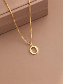 1pc Women Initial Letter A-Z Necklace, Stainless Steel Alphabet Pendant, Halloween & Back To School Gift