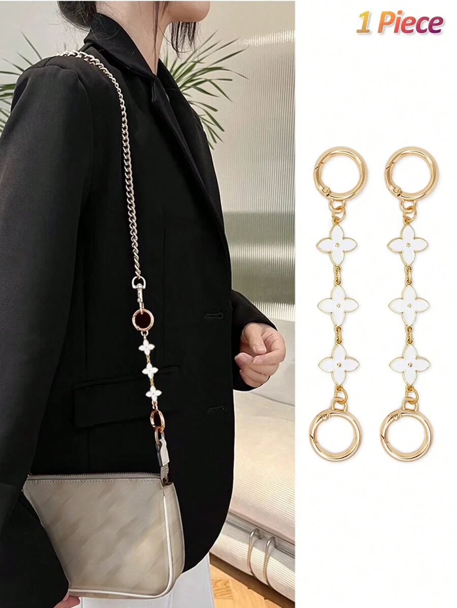 1 件钱包链延长器包带延长器钱包带延长替换件适用于女士、女孩钱包包制作用品可翻转配件（幸运四叶草、白色、粉色、红色） - 白色 - 查看 1