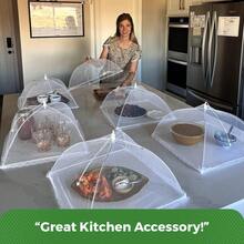 1PC White Mesh Food Cover For Picnic, Collapsible Dish Cover, Pop Up Fine Fly Net For Fruit,Dustproof Tablecloth For Picnic, Bbq, Party,Camping Collapsible Screen Umbrella Food Tent For Outdoor Picnic Party BBQ - Multicolor - View 4