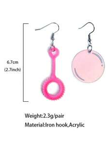 1 Pair Boho-Chic Acrylic Bubble Earrings - Fun Summer Accessory For Women, Iron Posts Hoop Earrings For Women