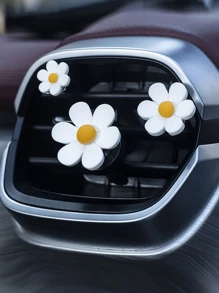 3pcs/Set 6-Petal Flower Car Air Freshener Clip, Small Daisy Car AC Vent Clip, Creative Multi-Color Options, Car AC Vent Fragrance Clip, Suitable For Vehicle AC Vent, Floral Decor Clip, Women's Car Decor, Car Vent Clip Decoration, Fashionable Car Accessory, Fragrance Diffuser (Fragrance Not Included), Perfect Holiday Gift, Freshens Air, Adorable Car Interior Decor, Car Supplies - Multicolor - View 3