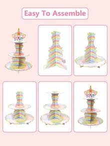 1Pc 3 Tầng Rainbow Unicorn Cupcake Cake Stand, Đồ dùng tiệc tiết lộ giới tính, Đồ trang trí tiệc theo chủ đề kỳ lân, Đế đựng bánh cupcake bằng bìa cứng, Tháp bánh cupcake cho đồ dùng tiệc, Đồ trang trí bánh DIY sáng tạo, Giáng sinh - Nhiều màu - Xem 7