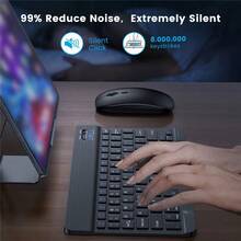 Combinación de teclado y mouse inalámbrico ultrafino compatible con iPad, tableta, portátil y computadora de escritorio, portátil, silencioso y recargable - Multicolor - Ver 3