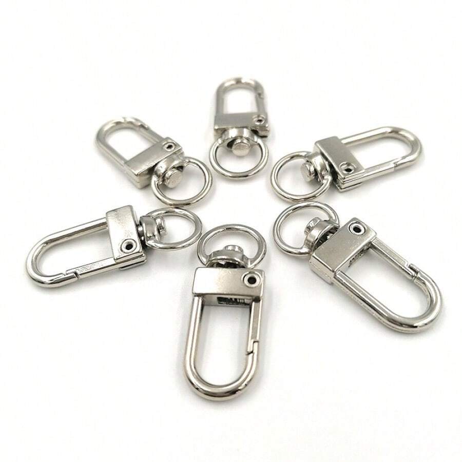 5 piezas Llavero de aleación de zinc, ganchos para cordón, anillos para llaves, portabadges, regalo artesanal - Plateado - Ver 1