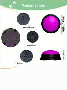 Domowe nagrywanie głosu dla zwierząt domowych Zagraj w zabawki Losowe kolory Czerwona pomarańczowa róża Czerwone niebieskie przyciski do szkolenia zwierząt domowych Zabawa, komunikacja Szkolenie z brzęczykiem dla zwierząt, nauka Biuro w domu Prezent