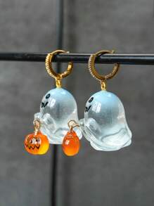 1 đôi Halloween Ma Bí Ngô Thép không gỉ Ngỗng Mềm Bông Tai Thời Trang Nữ - Nhiều màu - Xem 6