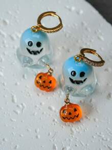 1 đôi Halloween Ma Bí Ngô Thép không gỉ Ngỗng Mềm Bông Tai Thời Trang Nữ - Nhiều màu - Xem 5