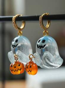 1 đôi Halloween Ma Bí Ngô Thép không gỉ Ngỗng Mềm Bông Tai Thời Trang Nữ - Nhiều màu - Xem 7