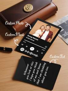 1pc Customized Photo Wallet Card, Customizable Music Wallet Card Insert, Ideal Gift For Him/Her, Boyfriend, Girlfriend, Family, Friends, Kids, Anniversary, Valentine's Day - Multicolor - View 1
