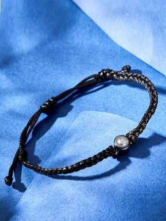 1 pieza Brazalete de proyección de foto personalizado, brazalete trenzado de acero inoxidable y color para parejas, adecuado para mujeres, parejas, familia, recuerdos fotográficos, regalo personalizado para fiestas, uso diario, baile de graduación, estudiantes de secundaria, estudiantes de preparatoria, estudiantes universitarios, estudiantes de primer año, estudiantes de segundo año, estudiantes de cursos inferiores, otoño elegante, romance delicado