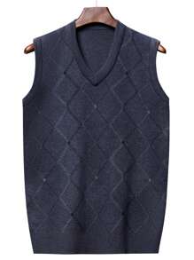 Men's Autumn/Winter Diamond Pattern Knitted Vest Sweater