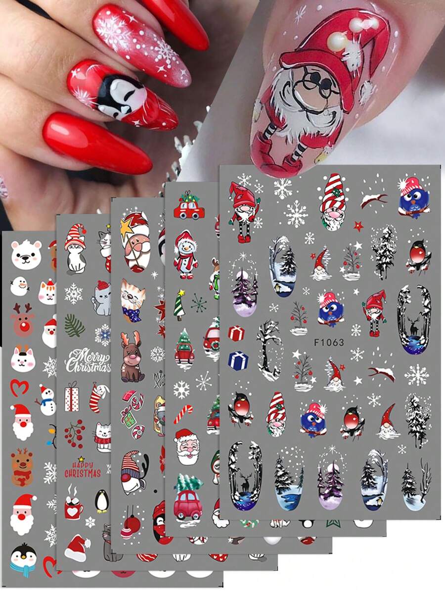 2/3/5 Miếng dán móng tay 3D hoạt hình dễ thương hình Giáng sinh màu đỏ trang trí nghệ thuật móng tay Ông già Noel Người tuyết Tuần lộc Bóng đèn Bông tuyết Thanh trượt Trang trí móng tay ngày lễ Vật dụng làm móng - Nhiều màu - Xem 1