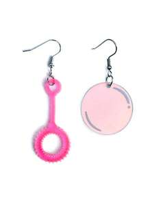 1 Pair Boho-Chic Acrylic Bubble Earrings - Fun Summer Accessory For Women, Iron Posts Hoop Earrings For Women