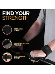 1 par de guantes de gimnasio ventilados unisex con envoltorio de muñeca y palmas de silicona antideslizantes para prevenir callosidades, guantes de entrenamiento para entrenamiento de fuerza y levantamiento de pesas