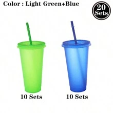 20 ،10 ،1 قطعة أكواب بلاستيكية قابلة لإعادة الاستخدام بسعة 24 أونصة مع أغطية وقشاطات - 10 قطع ، أكواب ماء متينة للقهوة المثلجة ، أكواب سفر كبيرة صدغية ، مثالية لحفلات الهالوين والأعياد الميلادية والعيد المجيد وهدايا الافتتاح ، خفيفة الوزن ، مستطيلة ، خالية من البولي فينيل كلوريد ، للغسيل اليدوي فقط - متعدد الألوان - مشاهدة 21