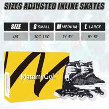 Adjustable Inline Skates For Kids,Roller Skates With Featuring All Illuminating Wheels - Beginner Skates For Girls And Boys,Youth Teens - A-black - View 6