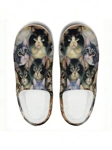 Customized 3D Print Women's Plush Warm, Soft & Lightweight Couple Slippers, Suitable For Indoor Wear In Autumn And Winter, White