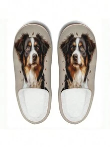 Customized 3D Print Women's Plush Warm, Soft & Lightweight Couple Slippers, Suitable For Indoor Wear In Autumn And Winter, White