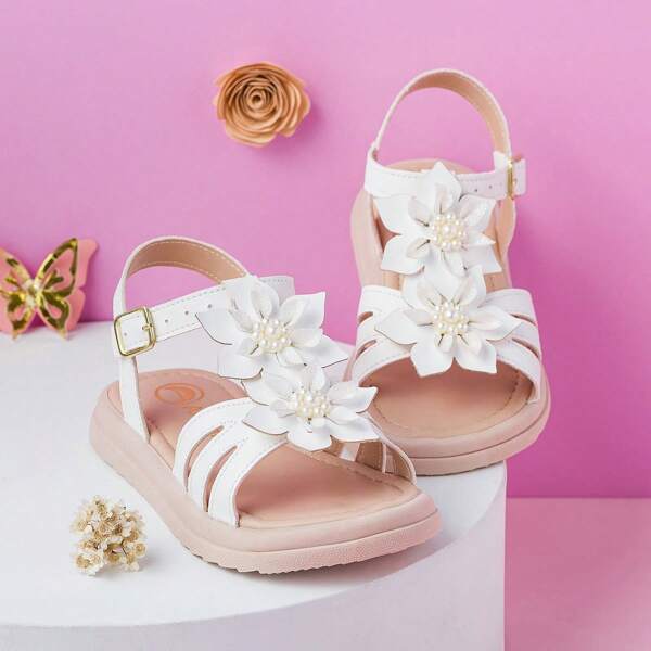 Sandália Infantil modelo 080-016 Feminina Confortável Flor Papete