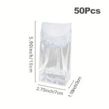 50pcs/Set Transparent Food/Candy/Cake Plastic Self-Sealing Bags, 5.9in X 2.75in