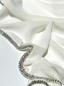 1 件装女士头巾全新纯色奢华雪纺水钻链条围巾纯色披肩真丝围巾头巾头带长袍配饰面纱服装