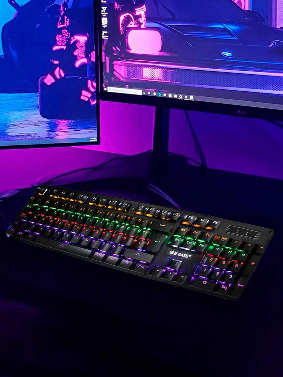 Teclado Gamer Mecánico Rgb Luz Alambrico Español Gaming - Negro - Ver 1