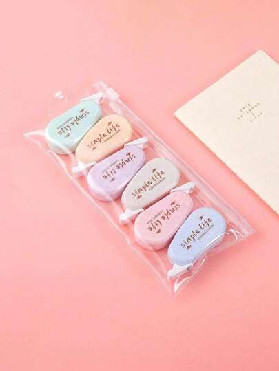 6 件/包什锦玉石橡皮擦套装，包括经典透明型、粉色和白色款式，适合您所有的书写修正需求！